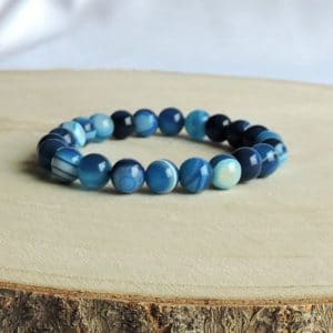 bracelet en agate bleue perle 8mm