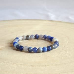 bracelet en calcédoine bleue perle 6mm
