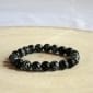 Bracelet en pierre naturelle Obsidienne flocon de neige en perle 8mm