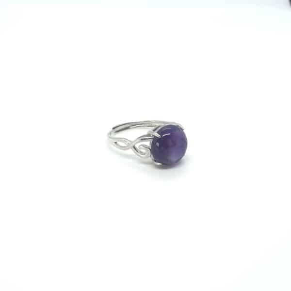 Bague en Améthyste naturel monté sur de l'argent 925 véritable et ajustable