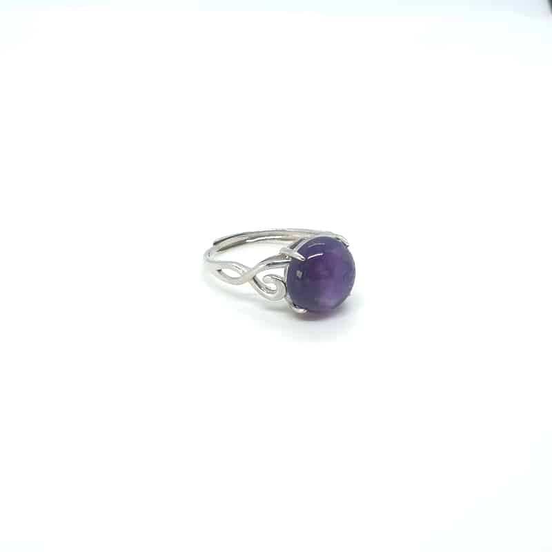 Bague en Améthyste naturel monté sur de l’argent 925 véritable et ajustable