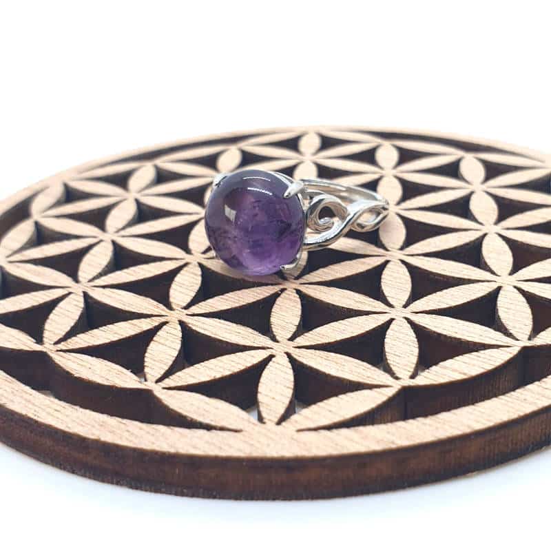 Bague en Améthyste naturel monté sur de l’argent 925 véritable et ajustable