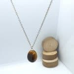 Collier pendentif en véritable pierre naturelle Oeil de tigre