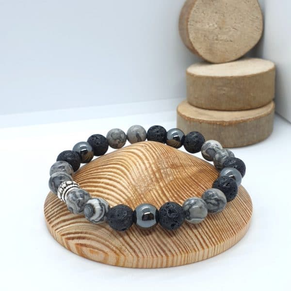 Bracelet pierre de lave et fluorite - Volcanik Bijoux