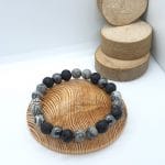 Bracelet Initiative avec de la Jaspe Picasso, Pierre de lave et Hématite