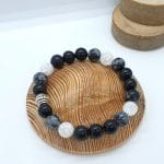Bracelet d’Ancrage en Obsidienne et Cristal de roche véritables pierres naturelles