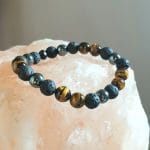 Bracelet de protection en Véritable Oeil de tigre-Pierre de lave- Hématite