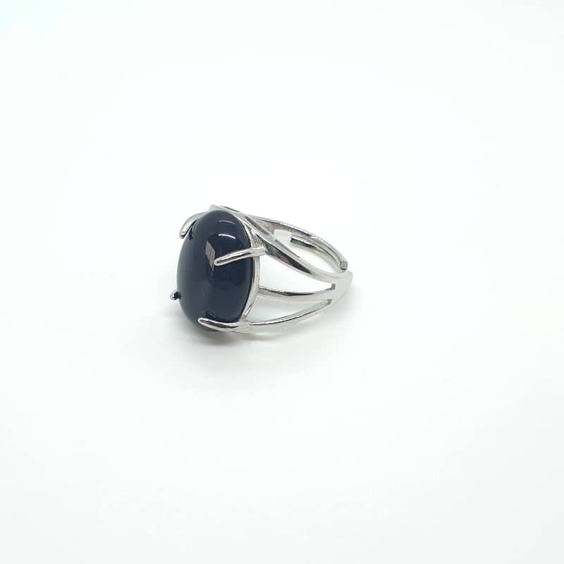 Bague Obsidienne Oeil céleste naturelle montée sur de l'argent 925 véritable et ajustable