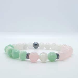 Bracelet "Sérénité" en Quartz rose, Pierre de lune et Jade en véritables pierres naturelles