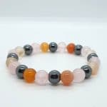 Bracelet Calme & guérison en Quartz rose, Cornaline et Hématite véritables pierres naturelles