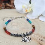 Bracelet de cheville 7 chakras en véritables pierres naturelles réalisé par Pierres d’étoiles