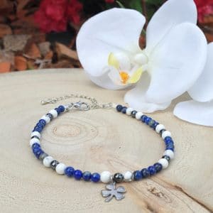 Bracelet de cheville Lapis lazuli-Hématite-Howlite Pierres d'étoiles
