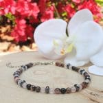 Bracelet de cheville Rhodonite-Quartz rose & Hématite cadeau fête des mères
