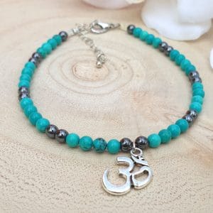 Bracelet de cheville Turquoise & Hématite Pierres d'étoiles