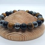 Bracelet « Haute protection » en Obsidienne oeil céleste, Oeil de tigre et Hématite