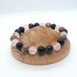 Bracelet « Guérison émotionnelle » en Rhodonite, Quartz rose et Tourmaline noire pîerres naturelles