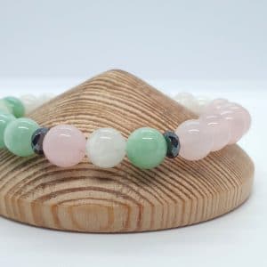 Bracelet "Sérénité" en Quartz rose, Pierre de lune et Jade en véritables pierres naturelles