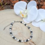 Bracelet de cheville Cristal de roche-Hématite-Howlite Pierres d’étoiles