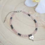 Bracelet de cheville Hématite & Quartz rose Pierres d’étoiles