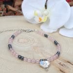 Bracelet de cheville Hématite & Quartz rose Pierres d’étoiles