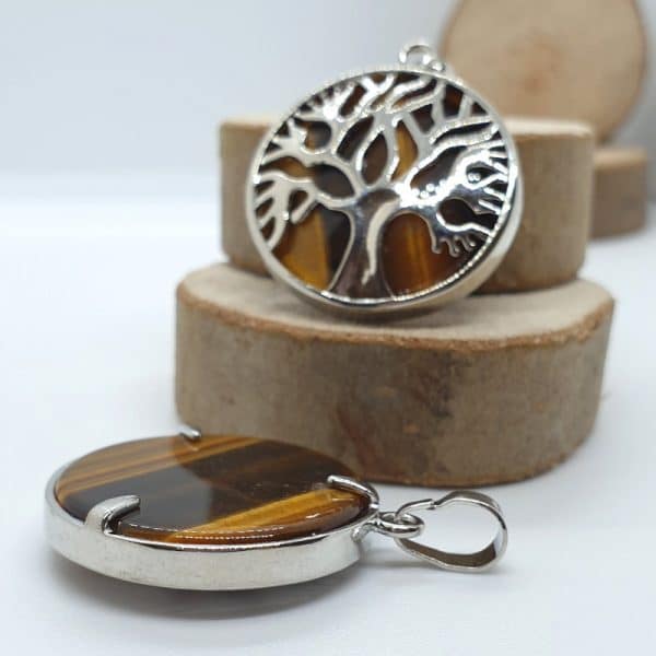 Oeil de tigre naturel pendentif Arbre de vie Pierres d'étoiles