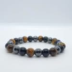 Bracelet "Haute protection" en Obsidienne oeil céleste, Oeil de tigre et Hématite