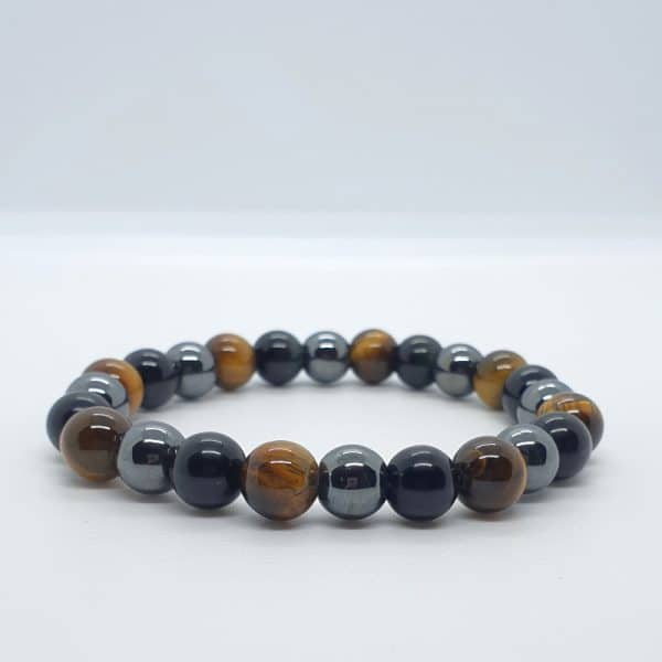 Bracelet "Haute protection" en Obsidienne oeil céleste, Oeil de tigre et Hématite