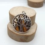 Oeil de tigre naturel pendentif Arbre de vie Pierres d’étoiles