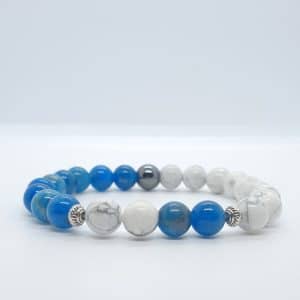 Bracelet perte de poids en pierres naturelles Howlite et Apatite bleue