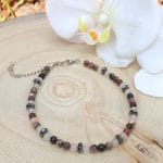 Bracelet de cheville Rhodonite-Quartz rose & Hématite cadeau fête des mères