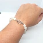 Bracelet « Cristal » en véritable Pierre de lune et Cristal de roche
