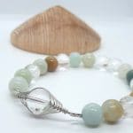 Bracelet "Cristal" en véritable Amazonite et Cristal de roche