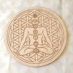 Fleur de vie et les 7 chakras en bois exotique