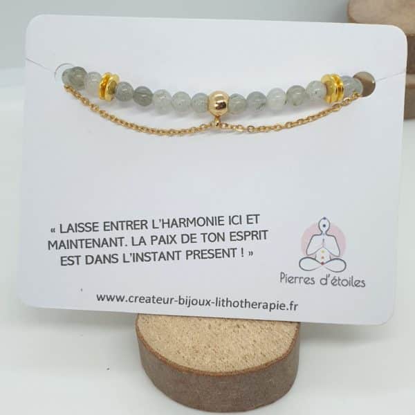 Bracelet double rang en Labradorite naturelle perles fine 4mm