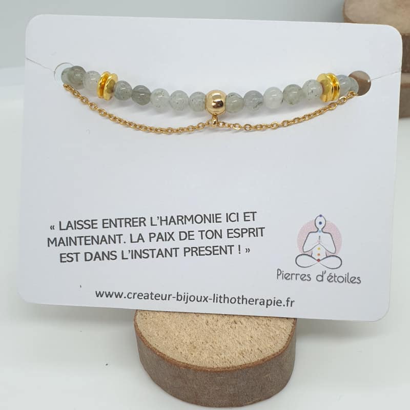 Bracelet double rang en Labradorite naturelle perles fine 4mm