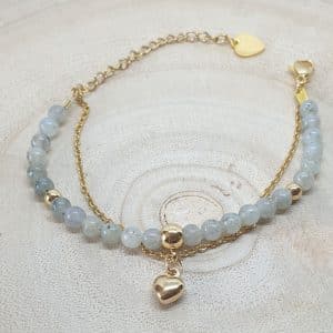 Bracelet double rang en Labradorite naturelle perles fine 4mm