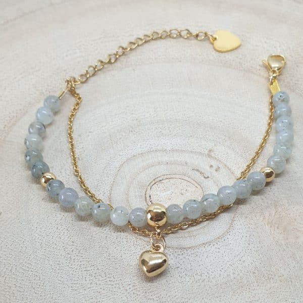 Bracelet double rang en Labradorite naturelle perles fine 4mm