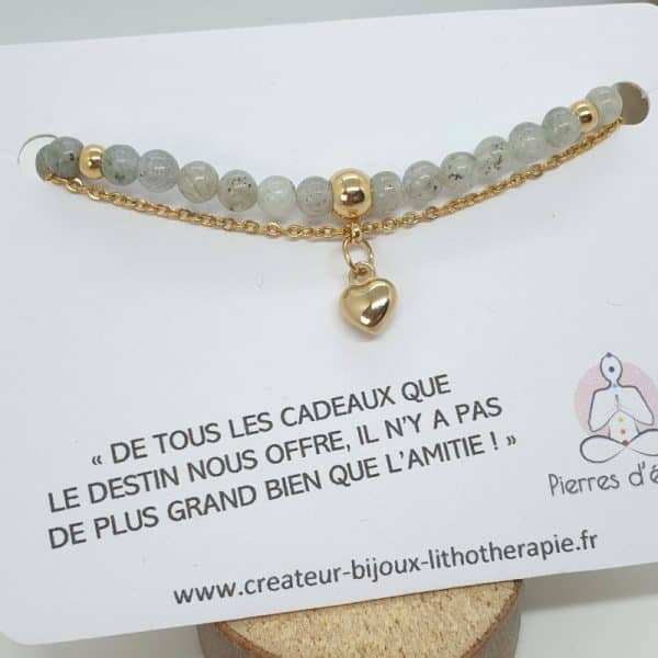 Bracelet double rang en Labradorite naturelle perles fine 4mm