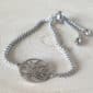 Bracelet fleur de lotus noeud coulissant en acier inoxydable argenté