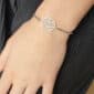 Bracelet fleur de lotus noeud coulissant en acier inoxydable argenté