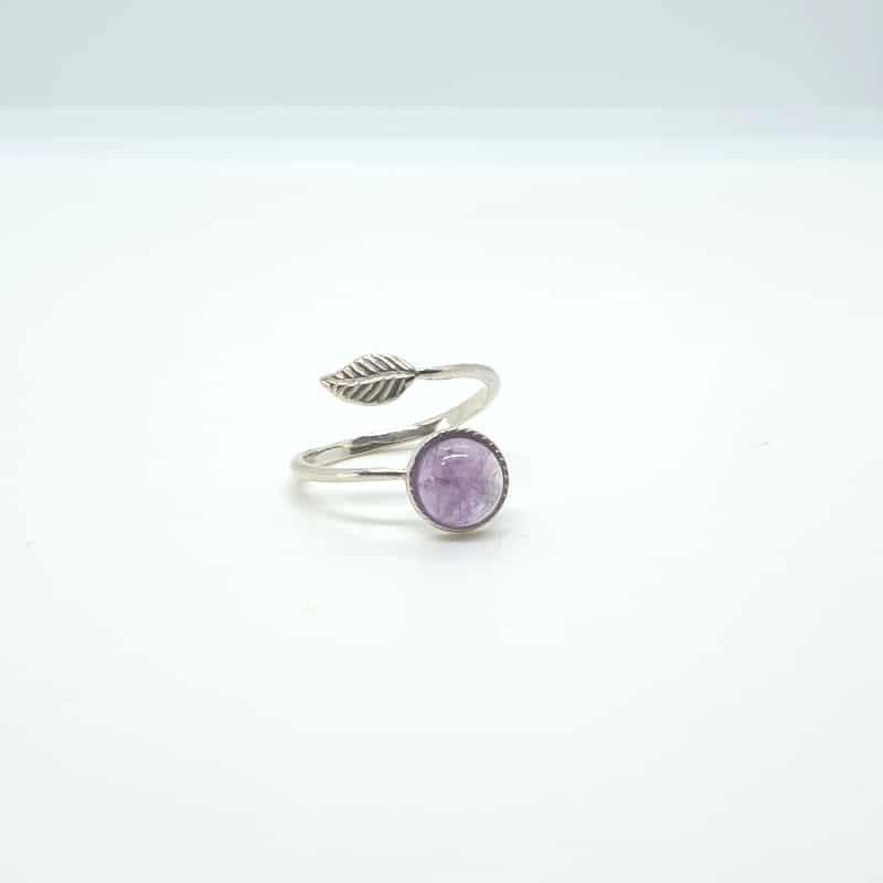 Bague en Améthyste naturel monté sur de l'argent 925 véritable et ajustable
