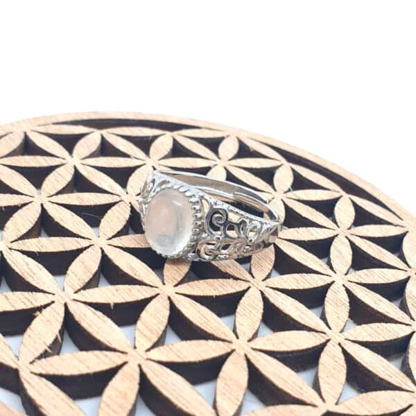 Bague en véritable cristal de roche et en argent 925 ajustable
