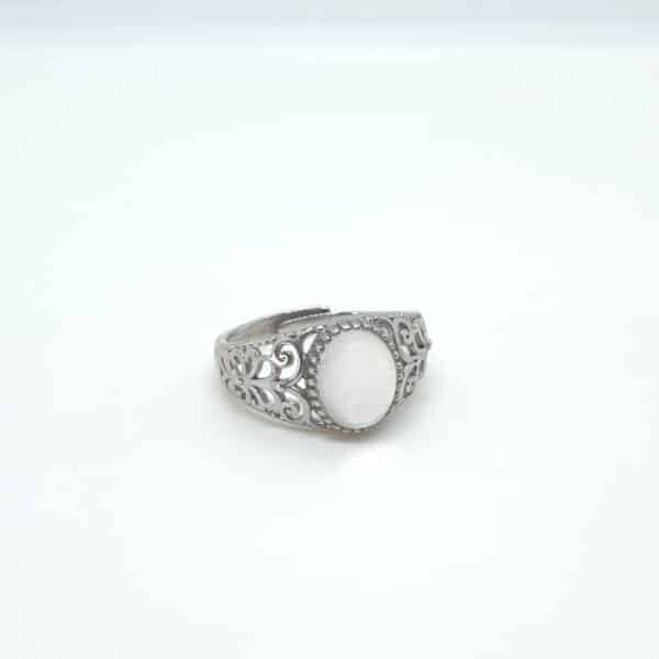 Bague en véritable cristal de roche et en argent 925 ajustable