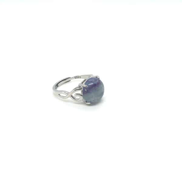 Bague en Fluorite naturelle montée sur un anneau en argent 925 véritable et ajustable