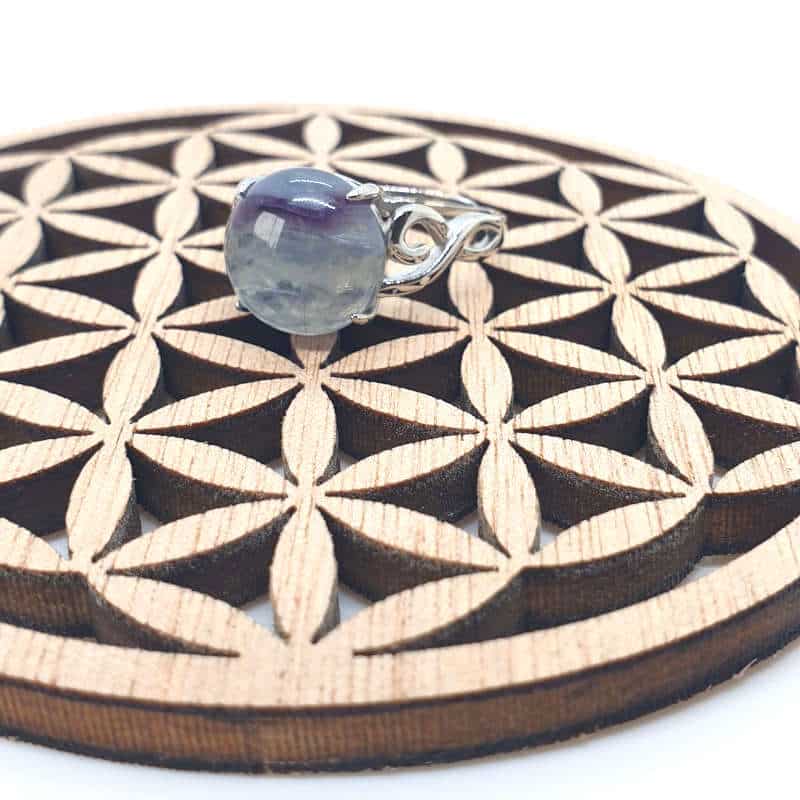 Bague en Fluorite naturelle montée sur un anneau en argent 925 véritable et ajustable