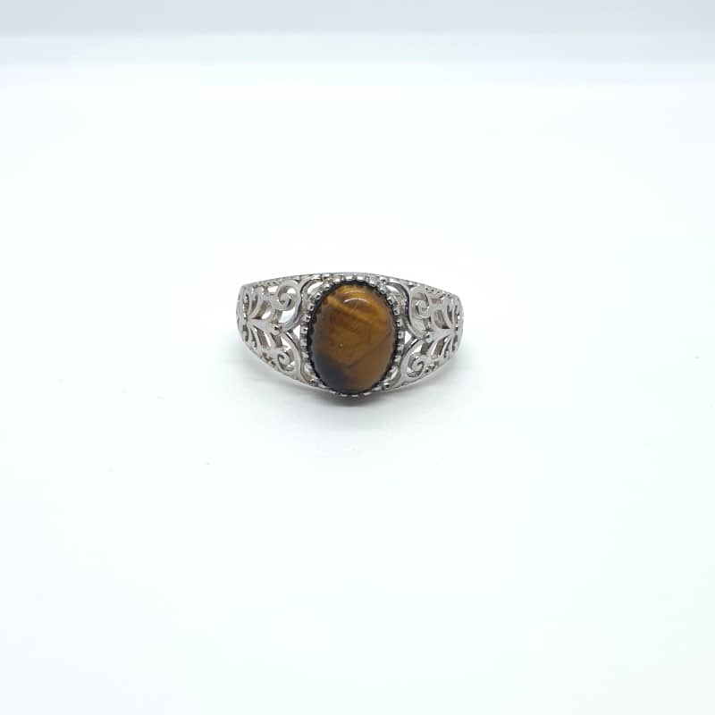 Bgaue en véritable Oeil de tigre en argent 925 ajustable