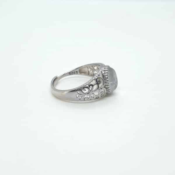 Bague en véritable cristal de roche et en argent 925 ajustable