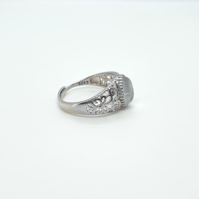 Bague en véritable cristal de roche et en argent 925 ajustable